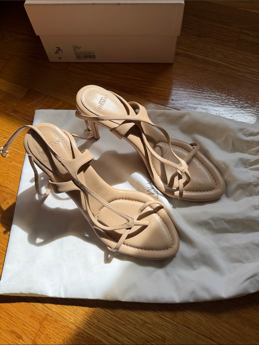 Alexandre Birman Alicia 85 Nude Leather Sandals Heels Size 38